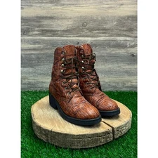 Dingo Women - Size 6.5M - Vintage Brown Animal Print Lace Up Boots Style 2305