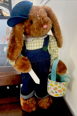 Dan Dee Collector's Choice Easter Bunny Rabbit Standing 26'' overalls PLUSH Decor