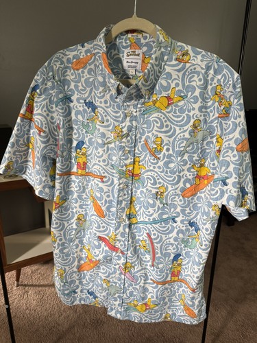 Reyn Spooner The Simpsons Cowabunga Mens Large Hawaiian Button Down Surf Shirt