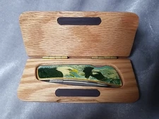 Vintage Pocket Knife With Wooden Case - Bald Eagle Stainless Steel 