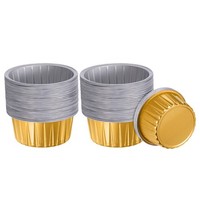 Goldene Cupcake-FöRmchen, 100 StüCk Aluminiumfolie 5Oz Standard-Cupcake-FöRmchen