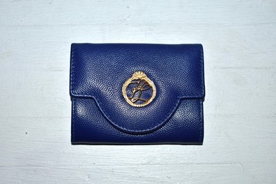 KARL LAGERFELD * kleine Geldbörse aus Leder - Blau - Vintage