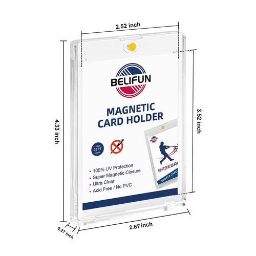 20-Pack One Touch Magnetic Card-Holders - 35PT Trading Card Holders, UV Prote... - Picture 2 of 6