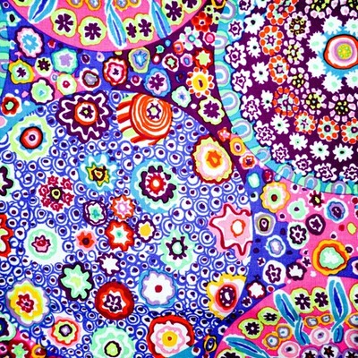 Miliefiore Kaffe Fassett PWGP092 Blue Purple BTHY Half Yard Quilting Cotton