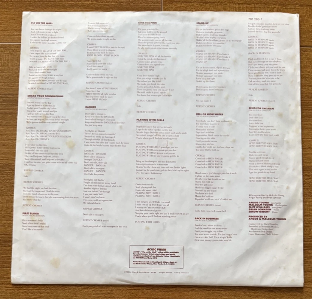 AC/DC - Fly On The Wall Vinyl, 1 ST Pressing, Germany WEA 1985