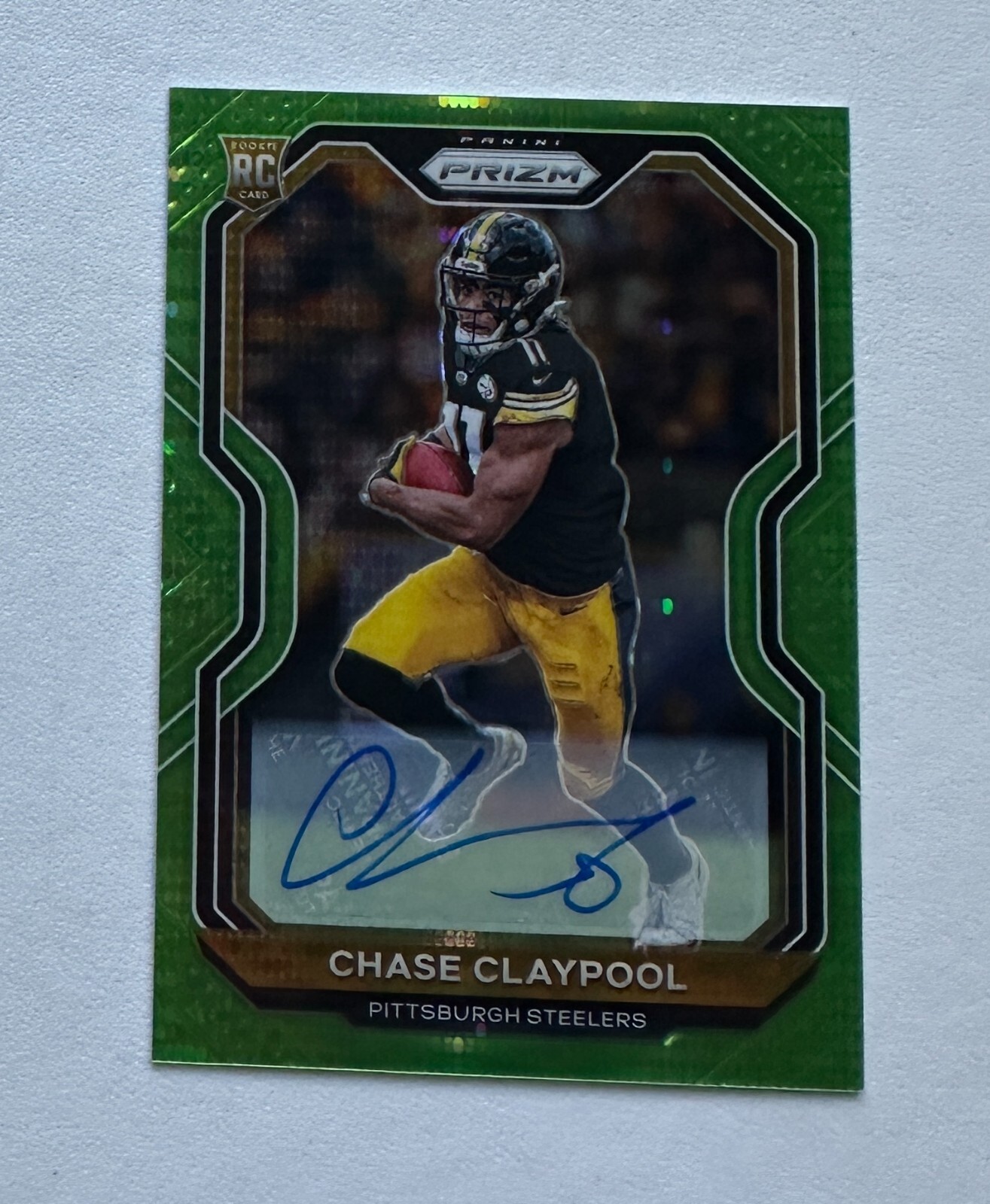 2020 Panini Prizm RC Auto Prizms Neon Green Pulsar #392 Chase Claypool #X6356
