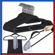 Set 20 Grucce Appendiabiti in Plastica e Velluto per Pantaloni Camicie Nere