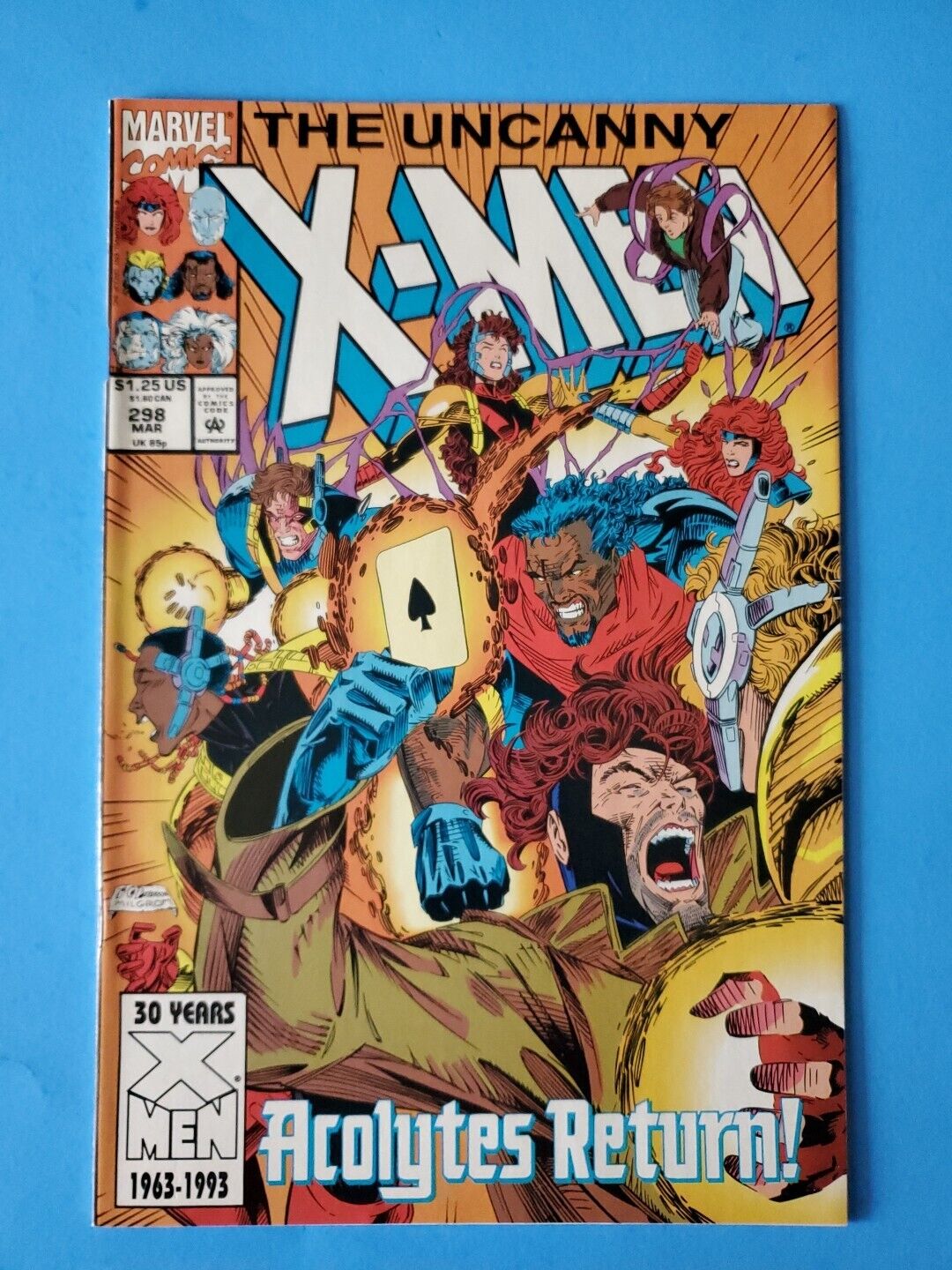 Uncanny X-Men #298 - Acolytes Return, Gambit Cover - Marvel Comics 1993