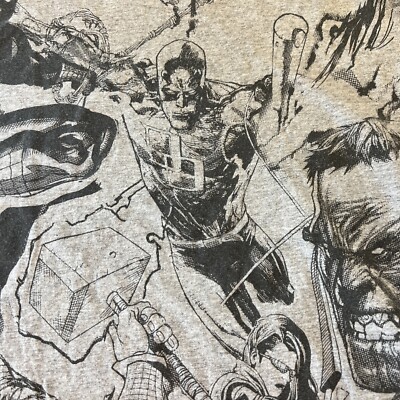 a様 Marvel Comics Mens LG Grey T-Shirt Print RN 86947 Preowned