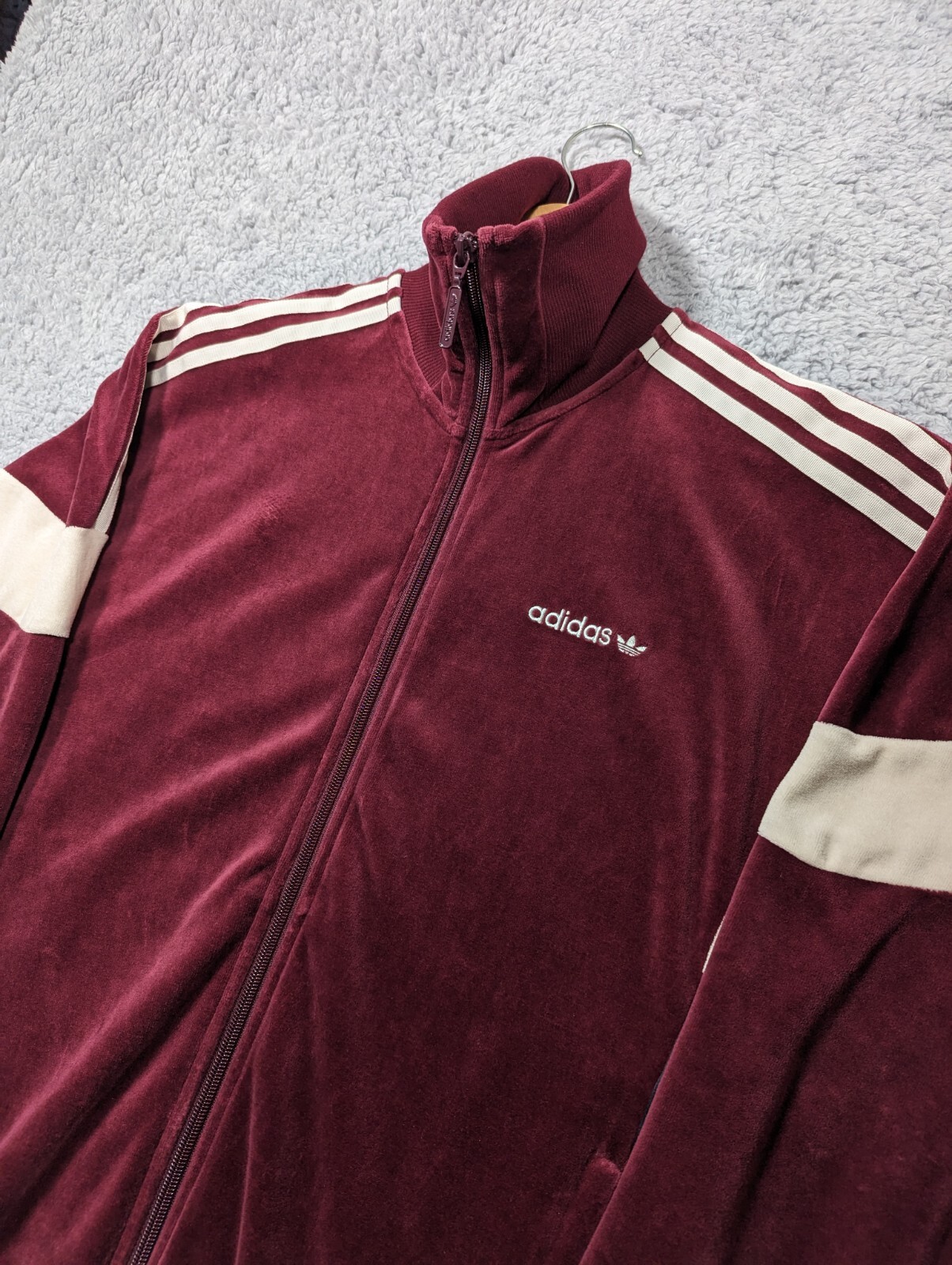 ADIDAS Velour Track Top Men's Small Challenger Burgun… Gem