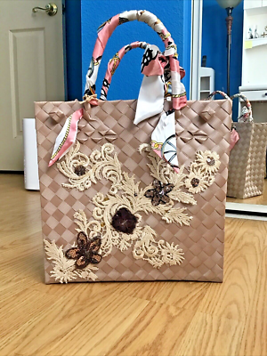 Large Straw Tote Light Pink Handbag Sisidlan By Virginia Filipino