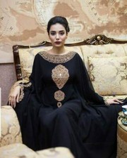 Sale Black Moroccan Dubai Kaftan Farasha Abaya wedding Fancy Long Gown Dresses