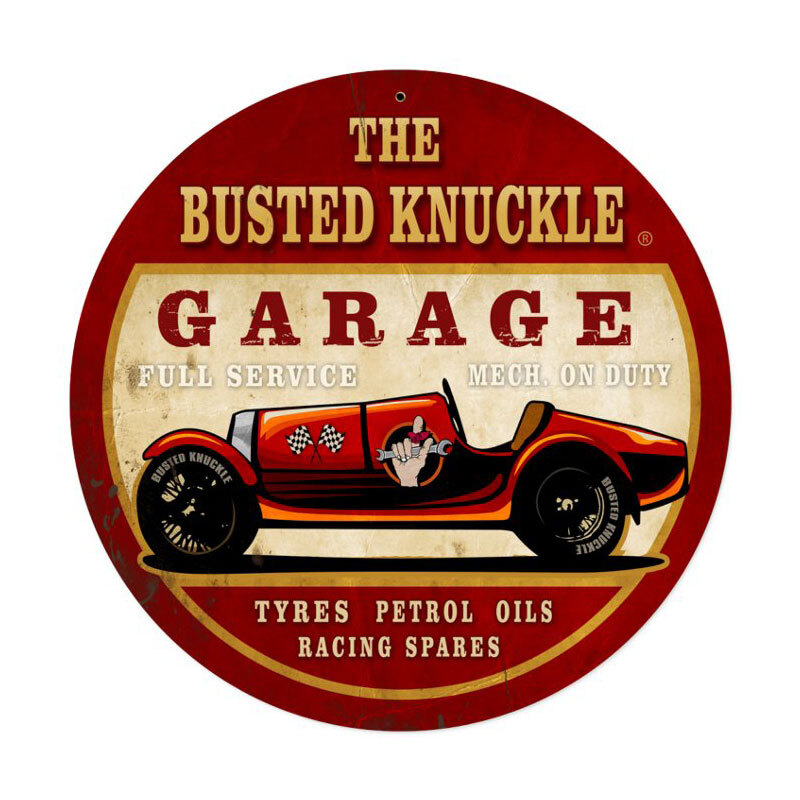 Vintage Style Metal Sign Old Race Car 14 x 14