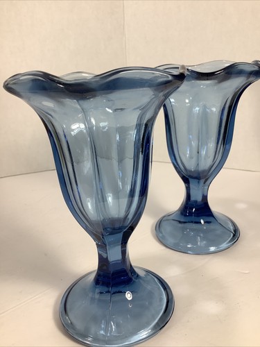 Set of 2~ Libbey Glass 6” Ice Cream Sundae Dishes~Light Blue - Picture 2 of 12