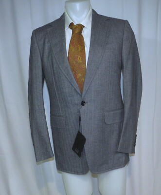 Dunhill Belgravia Fit Gray Herringbone One Button Sport Coat 40R NWT