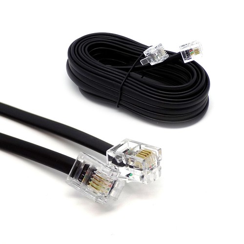 10m RJ11 ADSL Cable 4Pin Phone Router Internet Modem Lead Black Telephone BT SKY - Picture 1 of 12