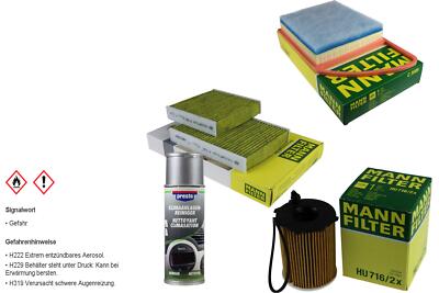 MANN-FILTER Paket + Presto Klima-Reiniger für Peugeot 208 2008 WD_ WA_ WC_