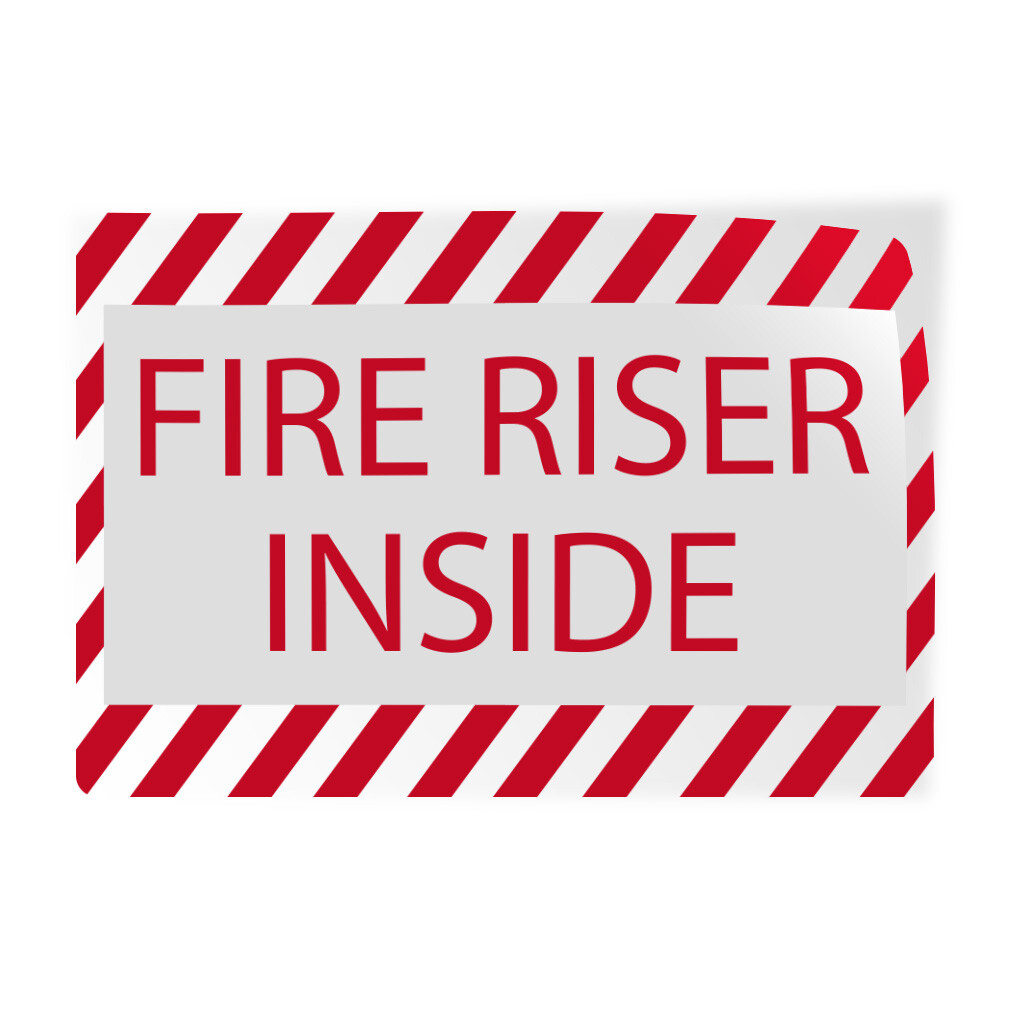 Horizontal Vinyl Stickers Fire Riser Inside Hazard Fire Fire, Exit & Emergency