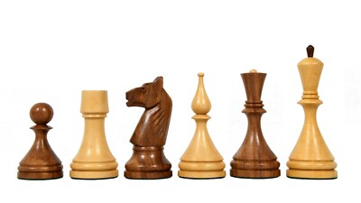Reproduced Soviet Championship Baku Chess Pieces in Sheesham / Boxwood - 4.1''