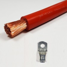 70mm2 Flexible PVC Battery Welding Cable Red 485 A Amps Copper Tube Lugs