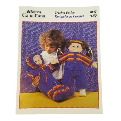 Vintage Patterns Patons Canadiana 1037 Crochet Cuties Handmade Dolls 