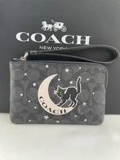 NWT Coach Signature Corner Zip Wristlet with Halloween Graphic