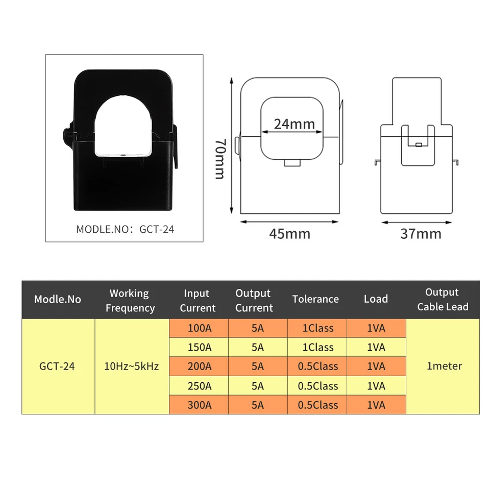 GEYA AC Current Transformer Sensor Split Core Max.input 400A 20~8000:1 Output 5A - Image 2 of 4