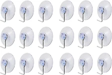 18-Pack Bpa-Free Suction Cups with Metal Hooks, 1.75" Diameter Clear - Office & 