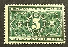 Travelstamps: 1912 US Stamps Scott # JQ3 5¢ Parcel Post Due Mint OG Hinged