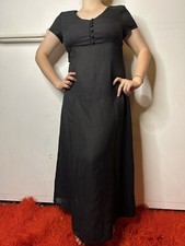 Australian Vintage Style Witchery Black Dress Empire Waist Sheer LBD Goth AU 12