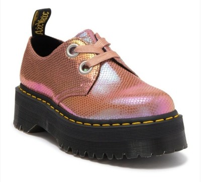 New US DR MARTENS HOLLY IRIDESCENT PINK METALLIC LEATHER PLATFORM OXFORD Sz 9 190665278439 | eBay