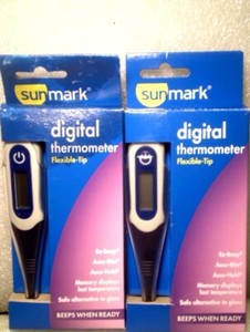 Sunmark KD-1541.SMK Digital Thermometer W/Flexible Tip Beeps Set Of Two New!!!