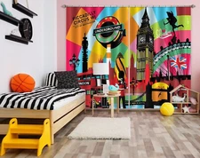 3D Painted London ZHUA3340 Photo Curtain Window Blockout Fabric Amy 2023