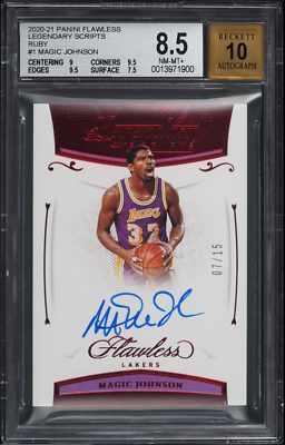 2020-21 Panini Flawless Magic Johnson Legendary Scripts Ruby Auto