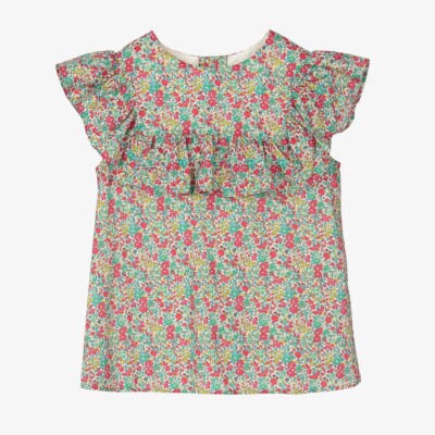 Bonpoint Mädchen TEEN MÄDCHEN ROT & GRÜN LIBERTY BLUMEN BLUSE Größe 12 Jahre