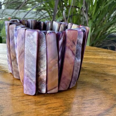 PurpleMother Of Pearl Coastal Art Shell Mermaid Beach Bracelet Shells Chunky Str