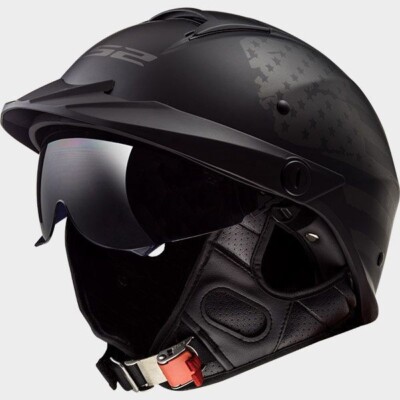 LS2 Adult Rebellion Motorcycle Half Helmet 1812 Matte Black Size XS - 590-1101