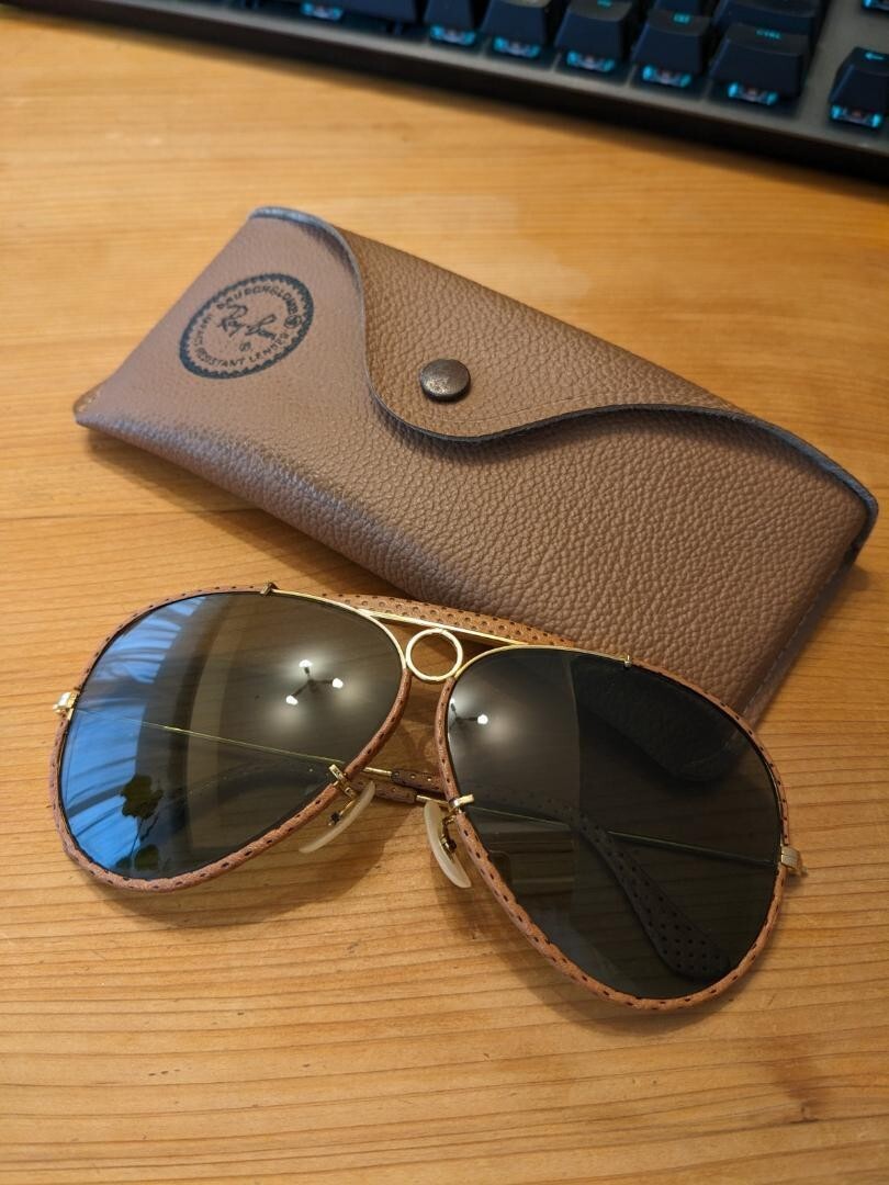 B&L RayBan Vintage Shooter Punching Leather Frame 90's Used Near