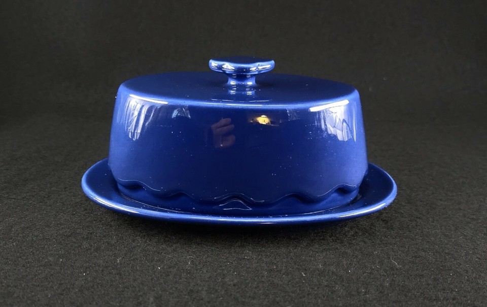 Cobalt Blue Ceramic European Style Butter Dish Portugal Sofal By