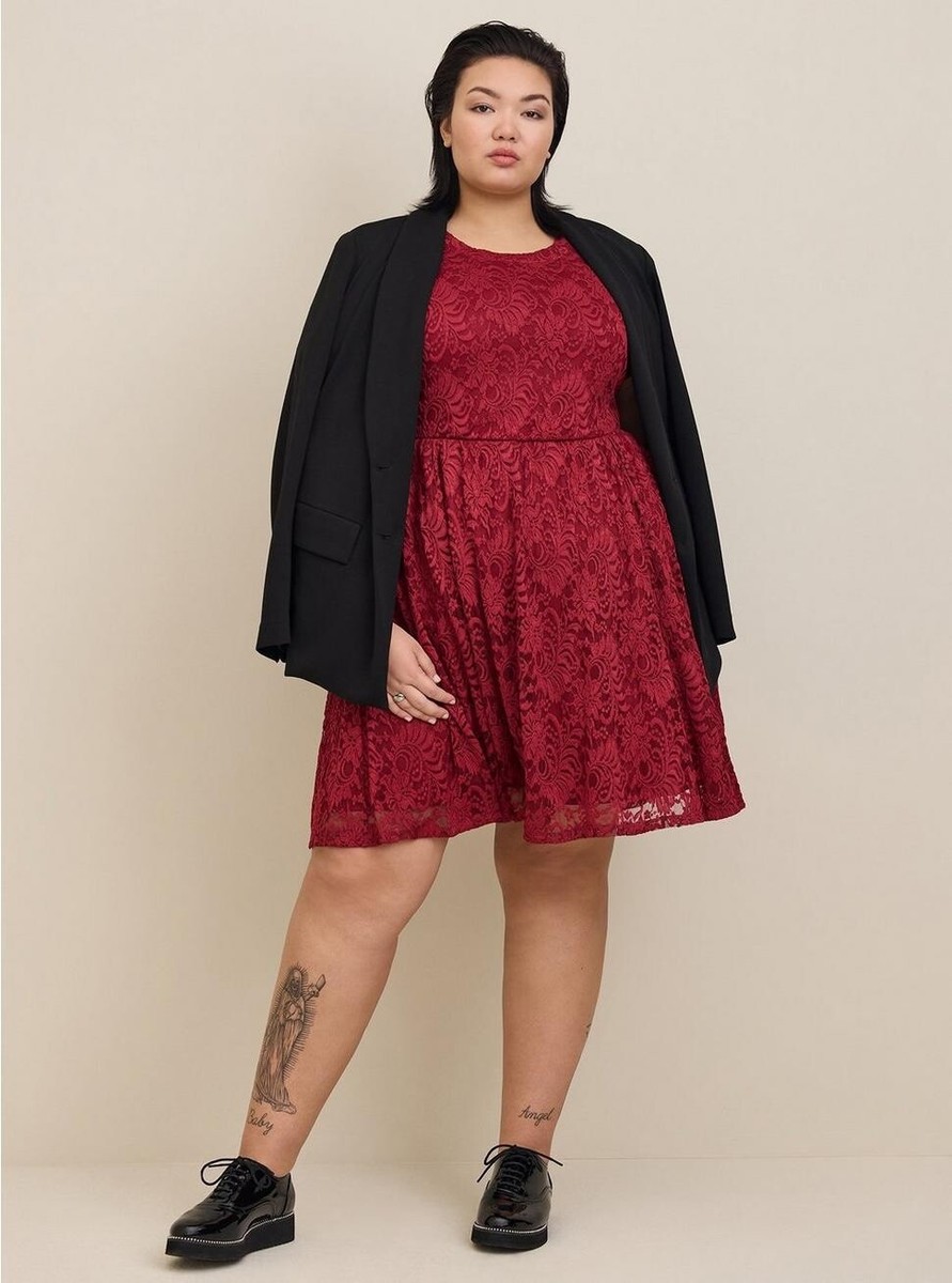Womens Torrid Red Mini Lace Fit Flare Dress Size 0 12 Large NWT | eBay Womens Torrid Red Mini Lace Fit Flare Dress Size 0 12 Large NWT | eBay