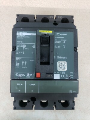 1) New Take Out! Square D PowerPact HDL36125 3 Pole 600V 125A Circuit Breaker