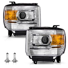 For 2014-2015 GMC Sierra 1500/15-19 2500 3500 Projector Chrome Headlights LH+RH
