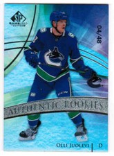 20/21 2020 SP GAME USED OLLI JUOLEVI #164 AUTHENTIC ROOKIES RC /48 VANCOUVER