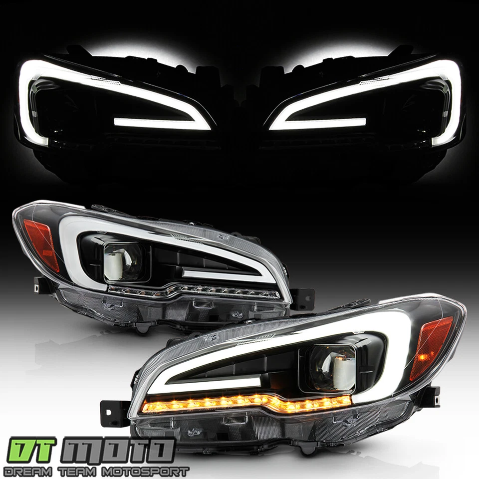 Faros proyectores de señal secuencial LED negros para Subaru WRX STI 2015-2021 Foto 2 de 4