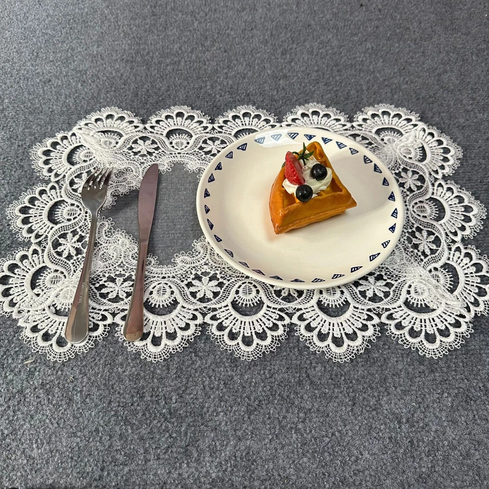 Set of 10 Vintage Embroidered Lace Placemat Dining Kitchen Table Place Mat Doily - Image 2 of 4