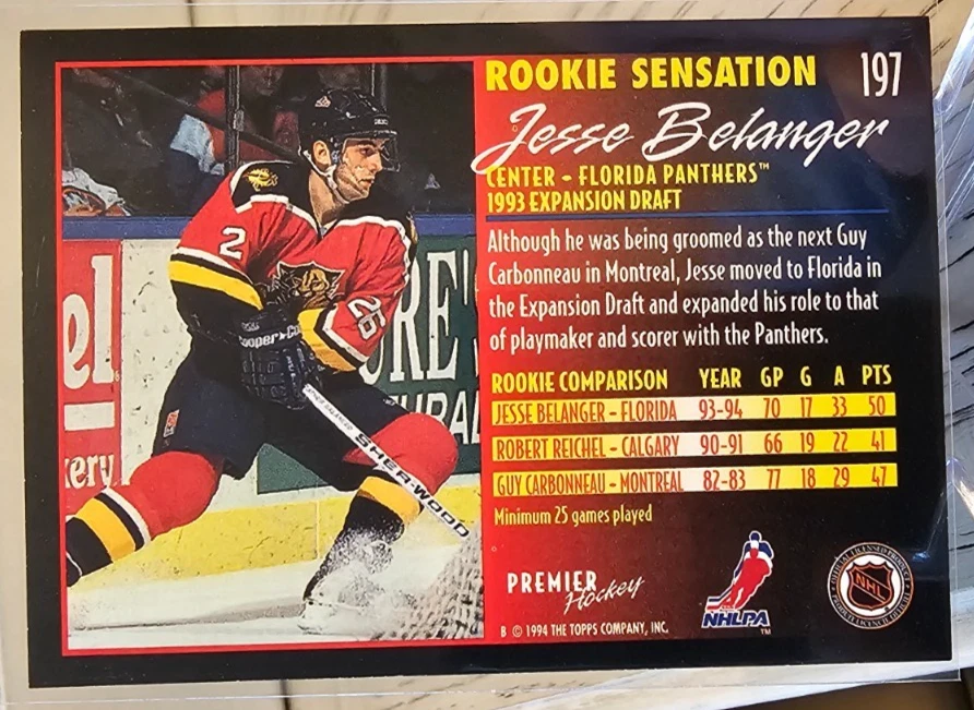 1994-95 Topps Premier Jesse Belanger #197 Florida Panthers - Image 2 of 2