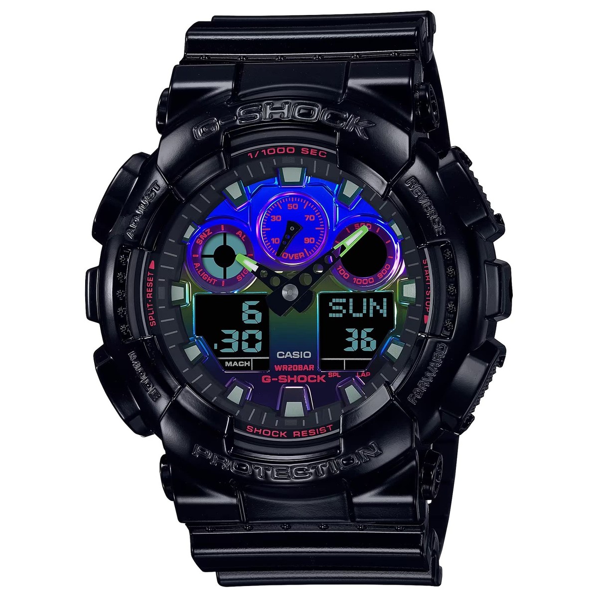 未使用 G-SHOCK GA-100RGB-1AJF RGB Casio G-Shock GA-100RGB-1A Virtual Rainbow Gamer's RGB Men Watch