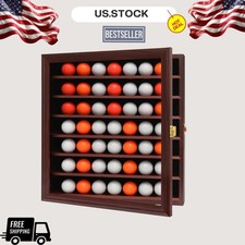 49 Golf Ball Display Case Wall Rack UV Protection Acrylic Door Mahogany