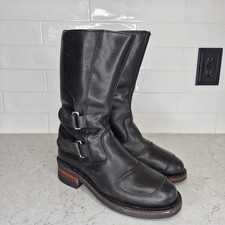 Guide Gear Motorcycle Boots Leather Biker Buckle 8M Black Mens