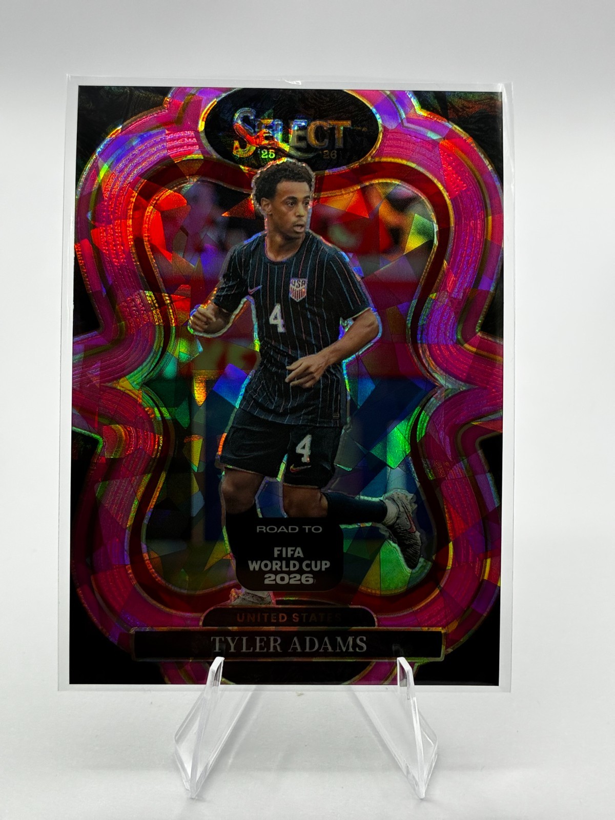 2025-26 Panini Select World Cup Tyler Adams #185 USA Pink Ice A014
